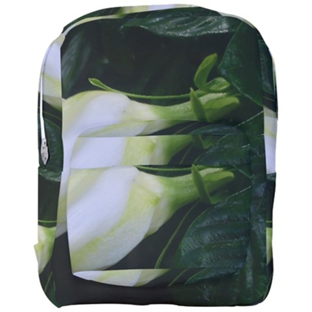 Floral Green and White Backpack